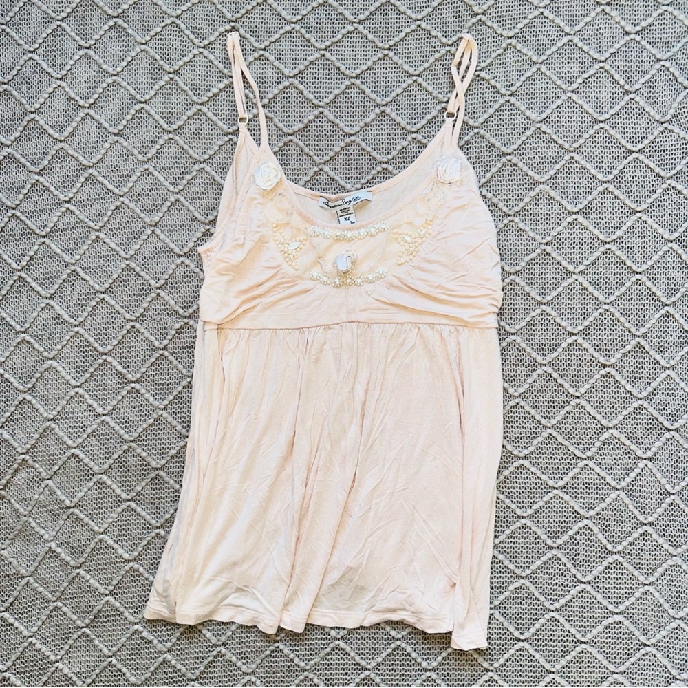 American Rag Cream Embellished Camisole Tank Top Size XL Summer